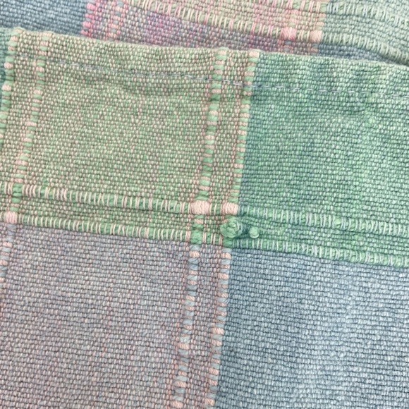 Vintage 4 piece soft pastel plaid checkered cotton placemats fringe edges - Picture 6 of 8